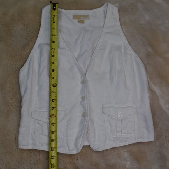Michael Kors White Linen Vest Size Large - Picture 6 of 10